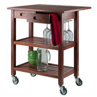 Winsome Jonathan Drop Leaf Kitchen Cart in Walnut (94734)-Add extra work space with drop leaf extension