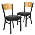 Flash Furniture HERCULES Series Black Circle Back Metal Restaurant Chair - Natural Wood Back, Black Vinyl Seat - 2 Pack-Natural Wood Circle Back Design