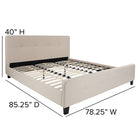 Flash Furniture Tribeca King Size Tufted Upholstered Platform Bed - Beige Fabric-Tufted Upholstery
