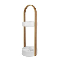 Umbra Hub Umbrella Stand, White and Natural (320240-668)-Painted white composite wood / natural ashwood