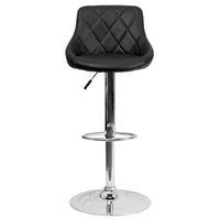 Flash Furniture Contemporary Black Vinyl Bucket Seat Adjustable Height Barstool with Diamond Pattern Back & Chrome Base-Contemporary Style Stool
