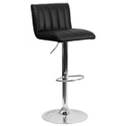 Flash Furniture Contemporary Black Vinyl Adjustable Height Barstool with Vertical Stitch Back/Seat & Chrome Base-Low Back Design