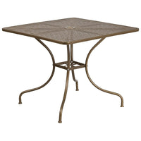 Flash Furniture 35.5" Square Gold Indoor-Outdoor Steel Patio Table-Patio Table