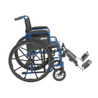 Drive Medical Blue Streak Wheelchair with Flip Back Desk Arms, 20" Seat, Elevating Legrests-Blue Powder-coated frame, black cross brace