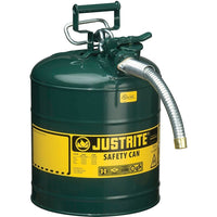 Justrite Type II AccuFlow Safety Cans, 1" x 11 1/2" x 18", Green-AccuFlow™ exclusive Safe-Squeeze® trigger mechanism allows for smooth flow and accurate pouring