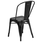 Flash Furniture Distressed Black Metal Indoor-Outdoor Stackable Chair-Curved Back with Vertical Slat