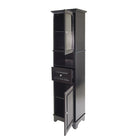 Winsome Alps Tall Cabinet with Glass Door and Drawer, Black-One open cube space, 14"W x 11.6"D x 8.5"H.