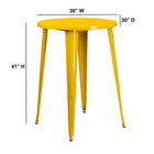 30'' Round Yellow Metal Indoor-Outdoor Bar Height Table (CH-51090-40-YL-GG)-30"W x 30"D x 41"H