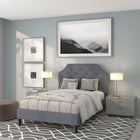 Flash Furniture Brighton Full Size Tufted Upholstered Platform Bed - Light Grey Fabric-Silver Nailhead Trim