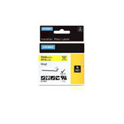 Dymo Rhino Industrial Vinyl Adhesive Labels, 3/4" x 18', Black Print on Yellow-Vinyl labels offer moisture, chemical and UV resistance, making them ideal for labeling both indoors and outdoors
