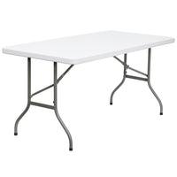 Flash Furniture 30"W x 60"L Granite Plastic Folding Table - White-Ready To Use Commercial Table