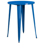 30'' Round Blue Metal Indoor-Outdoor Bar Table Set with 2 Vertical Slat Back Barstools [CH-51090BH-2-30VRT-BL-GG]-Blue Powder Coat Finish