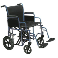 Drive Medical Bariatric Transport Wheelchair with Swing Away Footrest, Blue, 22" Seat-Blue, Steel