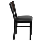 Flash Furniture HERCULES Series Black Slat Back Metal Restaurant Chair - Walnut Wood Back, Black Vinyl Seat - 2 Pack-Black Vinyl Upholstered Seat