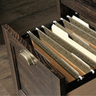 Sauder 59"W Barrister Lane Executive Desk - Iron Oak- Open storage features adjustable shelf