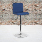 Flash Furniture Bellagio Contemporary Adjustable Height Barstool with Accent Nail Trim in Blue Fabric-CA117 Fire Retardant Foam