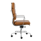 Plata Import Alark Office Chair Pu Leather Upholstery High Back Metal Frame - Tan-Seat 22" W x23 " D; Back 23-28" H