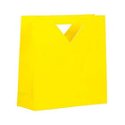 Jam Paper Heavy Duty Die Cut Glossy Gift Bags with Triangle Handle - Medium - 12" x 12" x 4" - Yellow - 3 Pack-Color: Yellow Glossy
