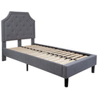 Flash Furniture Brighton Twin Size Tufted Upholstered Platform Bed - Light Grey Fabric-Arched Headboard