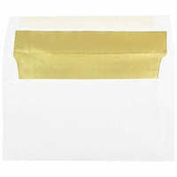 JAM Paper A10 Foil Lined Envelopes, 6 x 9.5, White with Gold Lining, 250 Pack (900905660H)-White with gold foil lined envelope
