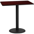 Flash Furniture 30'' x 48'' Rectangular Laminate Table Top, Mahogany with 24'' Round Bar-Height Table Base (XUMA3048TR24B)-Bar Height Hospitality Table