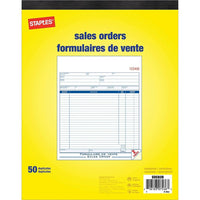 Staples Bilingual Sales Order Form - Duplicates - Carbonless - Staple Bound - 8" x 10" - 50 Forms-Ideal for tracking when products or services are ordered prior to delivery