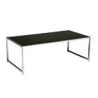 Yield Coffee Table with Chrome Frame and Black Glass Top-Tempered Black Glass Top