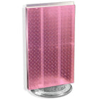 Azar Displays 22" x 13.5" 2-Sided Pegboard Counter Unit, Pink Translucent (700513-PNK)-Two-sided display stands on a clear plastic revolving base, providing easy customer access