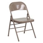 Flash Furniture HERCULES Series Triple Braced & Double-Hinged Beige Metal Folding Chair-Triple Braced Frame