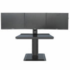 Rocelco Triple Monitor Height-Adjustable Workstation With USB Charge Port - Black-Simple "light touch" counterbalanced height adjustment, requires minimal effort to pull up or push down, and stays put in any desired position - adjustable tension fine tunes to your setup