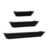 nexxt Madison Wall Shelf, Set of 3, 4.75" Deep Wall Ledges, 12", 16" & 24", Black-Set of 3 contoured ledge