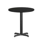 Flash Furniture 24'' Round Laminate Table Top, Black, 22'' x 22'' Table Height Base (XURD24BKT2222)-Hospitality Table