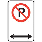Traffic Sign, No Parking w/Arrow, 12x18, Alu.064nonrefl, 3 Pack-Qty/Pk - 3