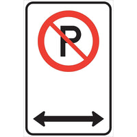 Traffic Sign, No Parking w/Arrow, 12x18, Alu.064nonrefl, 3 Pack-Qty/Pk - 3
