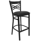 Flash Furniture HERCULES Series Black "X" Back Metal Restaurant Barstool - Black Vinyl Seat-500 lb. Weight Capacity
