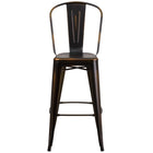 Flash Furniture Commercial Grade 30" High Distressed Copper Metal Indoor-Outdoor Barstool with Back-Set of 4 Bistro Style Bar Stools