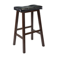 Winsome Mona 29" Leather Cushion Saddle Seat Stool, Antique Walnut-Modern and simplistic style saddle stools