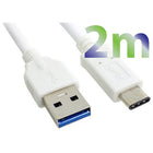 Exian Type-C USB Cable, 2M, White-2 Meter cable length