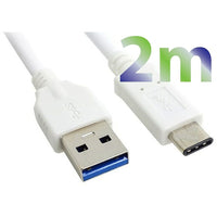 Exian Type-C USB Cable, 2M, White-2 Meter cable length