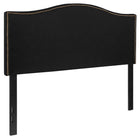 Flash Furniture Lexington Upholstered Full Size Headboard with Accent Nail Trim - Black Fabric-Panel Headboard with Arched Top