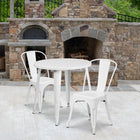 30'' Round White Metal Indoor-Outdoor Table Set with 2 Cafe Chairs [CH-51090TH-2-18CAFE-WH-GG]-30"W x 30"D x 29.50"H