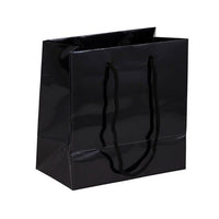 Jam Paper Gift Bags with Rope Handles - Small Square - 6 1/2" x 6 1/2" x 3 1/2" - Black Glossy - 3 Pack-Color: Black