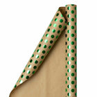 JAM Paper Gift Wrap - Kraft Wrapping Paper - 50 Sq Ft Total - Green Foil Polka Dots on Brown Kraft Paper - 2 Rolls/Pack-Size: 50 Square Feet Total (25 Sq. Ft. per Roll)
