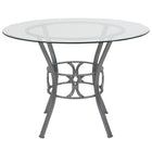 Flash Furniture Carlisle 42" Round Glass Dining Table with Silver Metal Frame-Contemporary Style