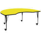 Flash Furniture Mobile 48"W x 96"L Kidney HP Laminate Activity Table - Yellow-Collaborative Kidney Activity Table