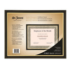 First Base St. James Awards & Certificate Frame - Tuscan Black w/Gold Trim - 11 5/8" W x 9 1/4" H - For 8 1/2"x 11" Certificates-Tuscan black with gold trim
