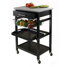 Winsome Julia Utility Cart, Black-Comes with folding metal basket and serving tray