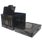 Storex Folding Storage Cube with Lid - Black - 4 Pack-Stacks up to 6 crates high