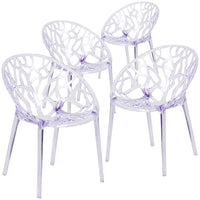 Flash Furniture Specter Series Stacking Side Chair - Transparent-Set of 4 Stackable Accent Chairs