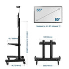 North Bayou Mobile TV Cart with Adjustable Shelf for 55" - 80"-Supports up to 200 lbs